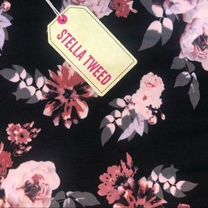 Stella Tweed 🅝🅦🅣 Womens Black Floral Dress Chain Neckline Size M